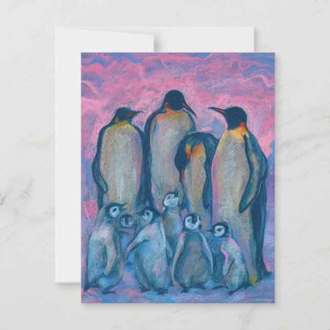 Pinguins Imperadores, Aves Antárticas, Pintura De  (Frente)