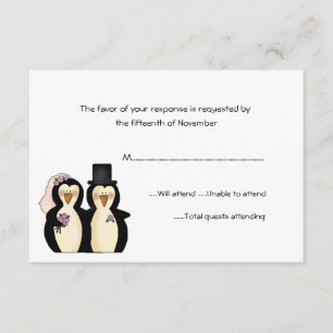 Pinguins que Wedding o cartão da resposta