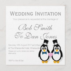 Pinguins que Wedding o convite (Mr&Mr)