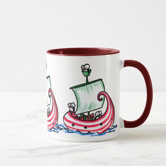 Pinguins velejando numa caneca de Natal (Direita)