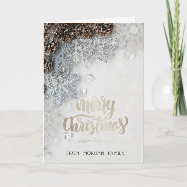 Pinhas, Flocos de Neve, Cartão de Feriado (Frente)