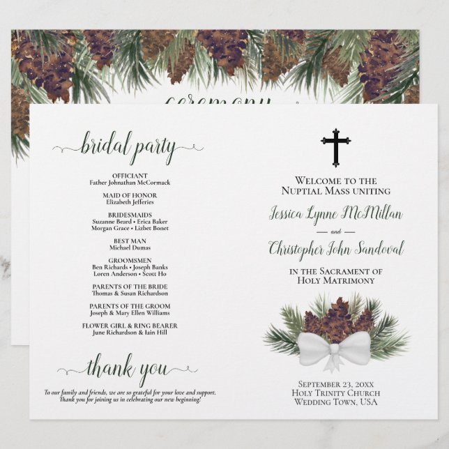 Pinhas Rústicas DIY Dobrável Programa de Casamento (Frente/Verso)