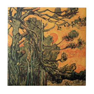 Pinhas Vermelhos Céu Pôr do Sol por Vincent van Go