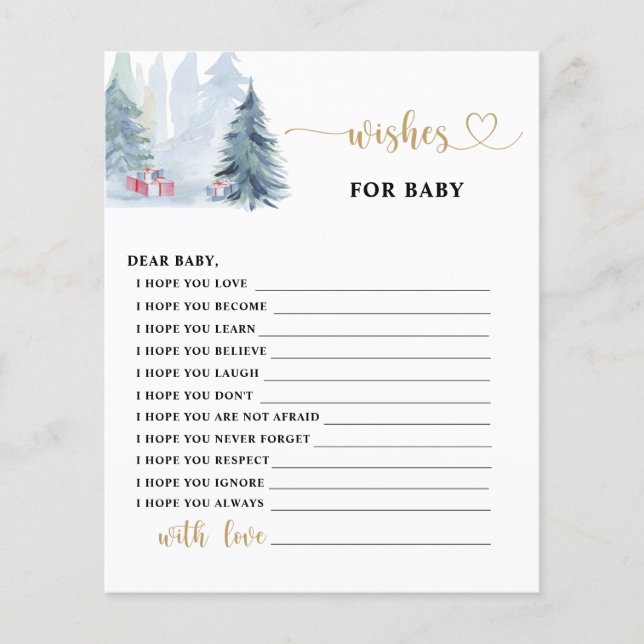 Pinheiros de inverno Desejam um cartão para bebês (Frente)