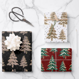 pinheiros de ouro florestal, papel de embalagem de