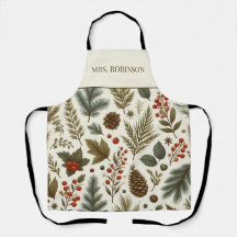 Pinho Verde Vermelho e Berries Feriado Boho Waterc