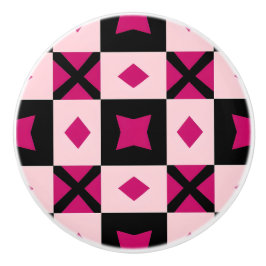 Pink 3 tone checkered door pull