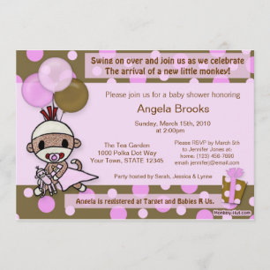 PINK Adorável de Convite para Chá de fraldas de 