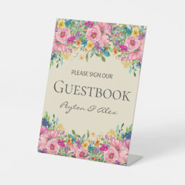 Pink Amarelo Flores Selvagens - Sinal de Casamento