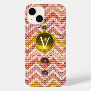PINK AMARELO GEMSTONAS E MOSAIC CHEVRONS MONOGRAMA