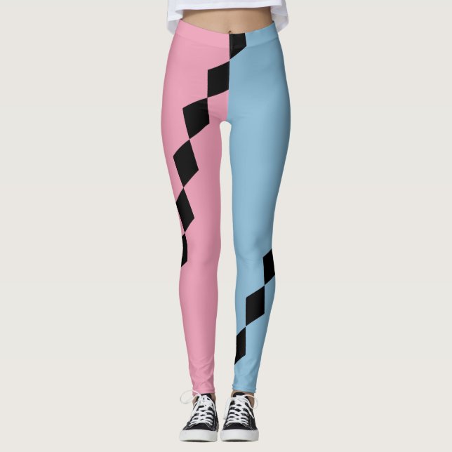 Pink and Blue Diamond Diagonal Leggings (Frente)