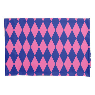 Pink and Blue Harlequin Checkered Design 