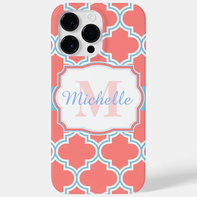 Pink and Blue Moroccan Quatrefoil (Verso)