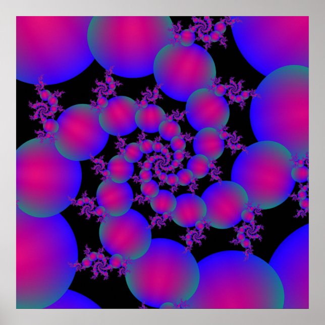 Pink and Blue Spiral Bubbles Poster (Frente)
