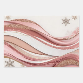 Pink and Gold Abstract Glitter Waves Wrapping Pape