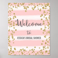 Pink and Gold Welcome Poster Print