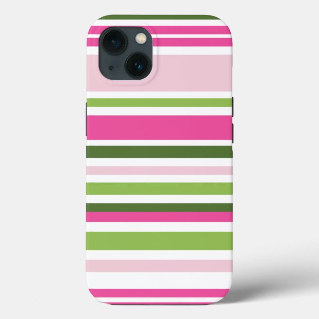 Pink and Green Stripe Tough Case-Mate iPhone Case (Verso)