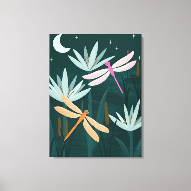 Pink and Orange Dragonflies Wall Art - Canvas (Frente)