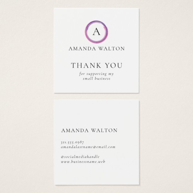 Pink and Purple Monogram Modern Package Insert (Frente & Verso)