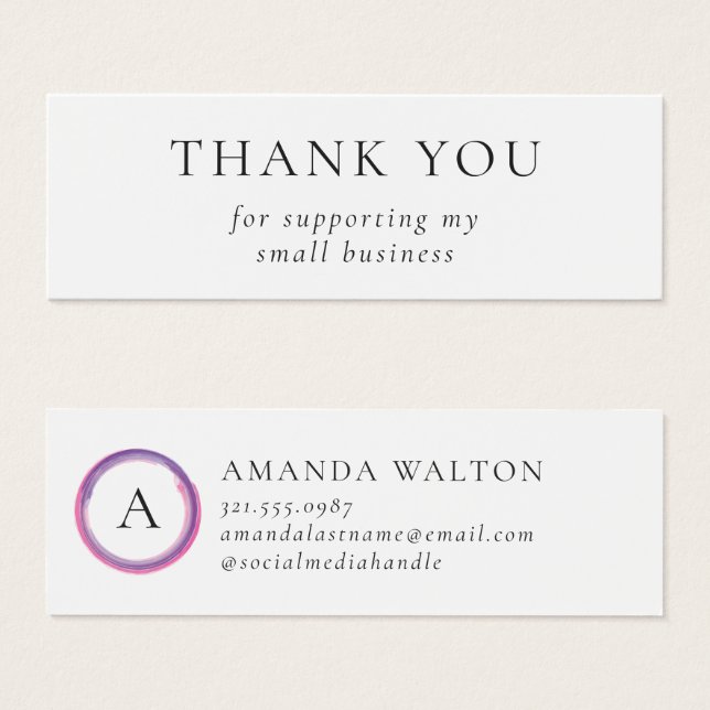 Pink and Purple Monogram Modern Package Insert (Frente & Verso)