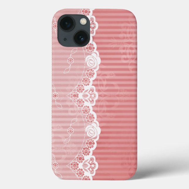 Pink and white background with black lace (Verso)