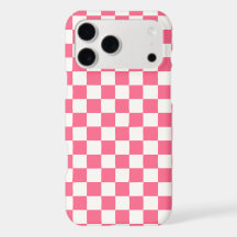 Pink and White Checkered Pattern iPhone Case