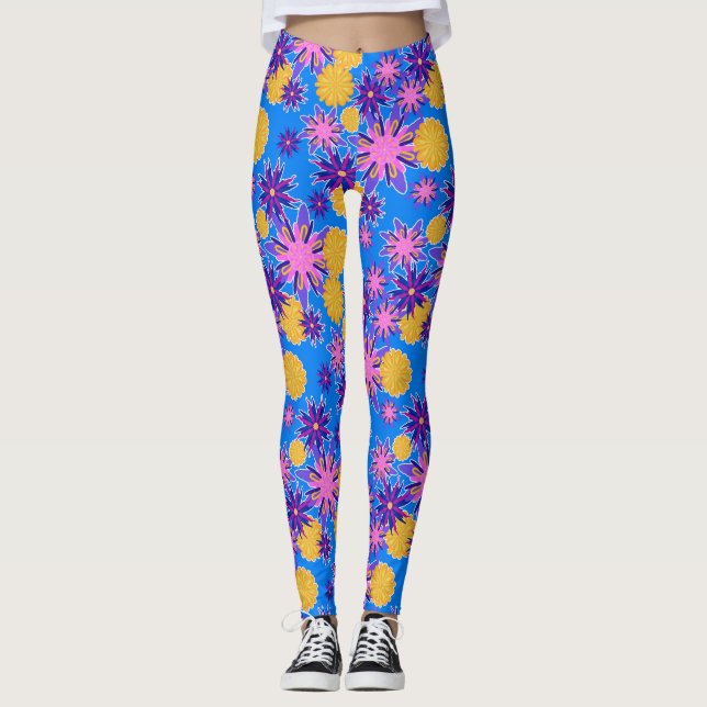 Pink and Yellow Floral Leggings (Frente)