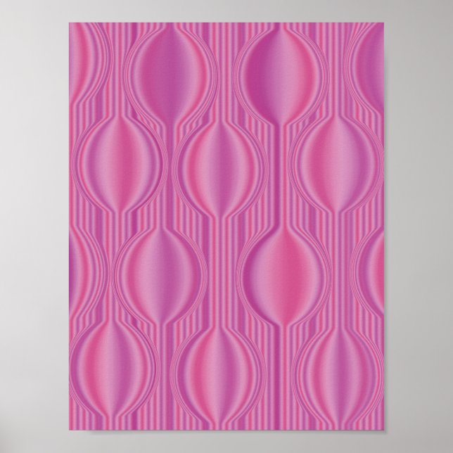 Pink Art Deco Geometric Pattern Modern Poster (Frente)
