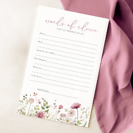 Pink Baby In Bloom Wildflower Baby Advice Card