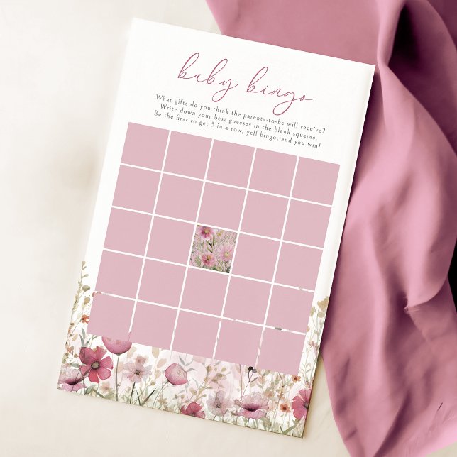 Pink Baby In Bloom Wildflower Baby Bingo Game (Criador carregado)