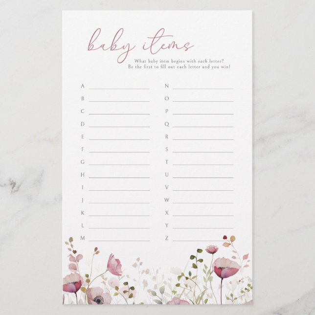 Pink Baby In Bloom Wildflower Baby Items Game (Frente)