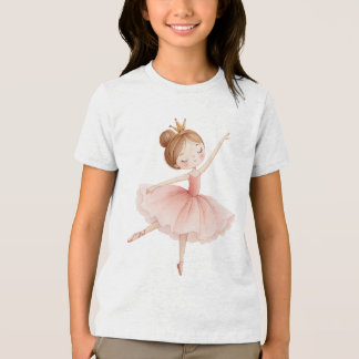 Pink Ballerina Princess Gold Crown Watercolor Art