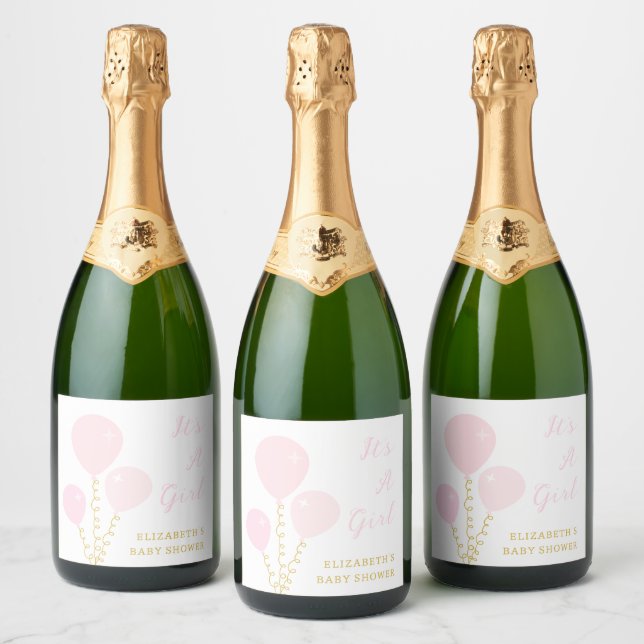 Pink Balloons Girl Baby Shower (Garrafas)