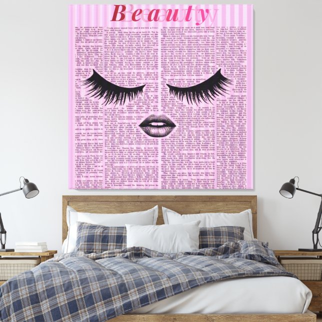 Pink Beauty Stretched Canvas Wall Art | Feminine  (Insitu(Quarto))