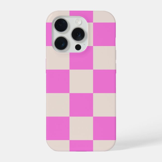 Pink Beige Checkerboard Phone Case (Verso)