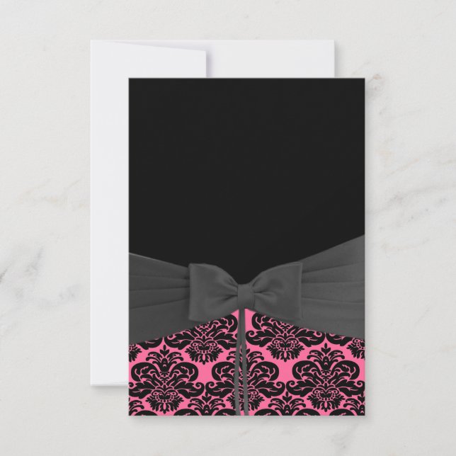 PINK & BLACK DAMASK Convite (Frente)