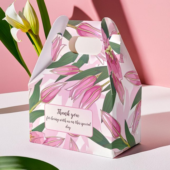 Pink Blooming Lily Obrigado / Caixa de Favoritos B (Pink Blooming Lily Thank you / Welcome Favor Box)