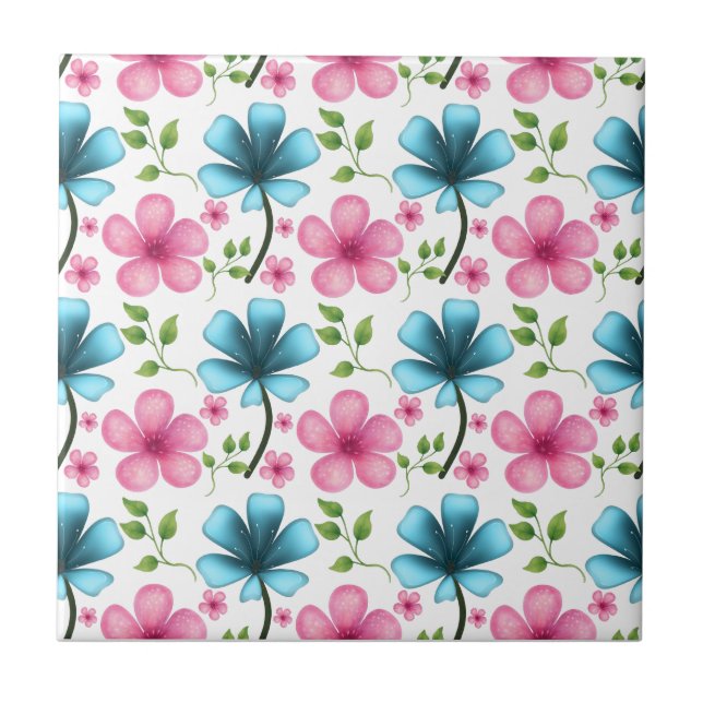 Pink & Blue Floral Seamless Pattern (Frente)
