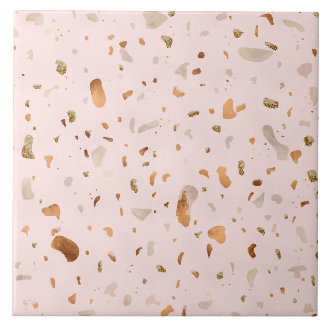 Pink Blush Terrazzo Com Douradas Manchas De Cobre (Frente)