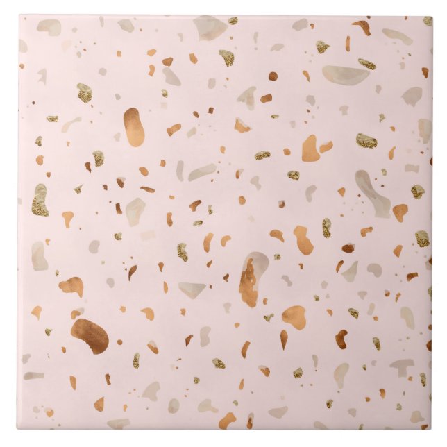 Pink Blush Terrazzo Com Douradas Manchas De Cobre (Frente)