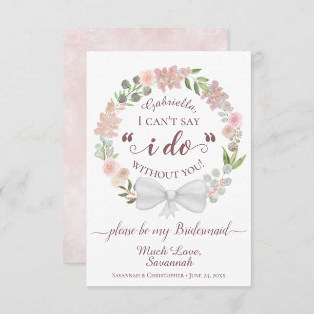 Pink Boho Floral Wreath Seja minha placa de Brides (Frente/Verso)