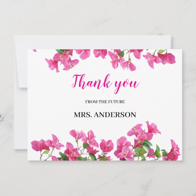 Pink Bougainvillea Floral Bridal Shower Thank You (Frente)