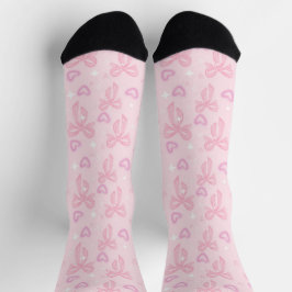 Pink Bow and Heart Socks