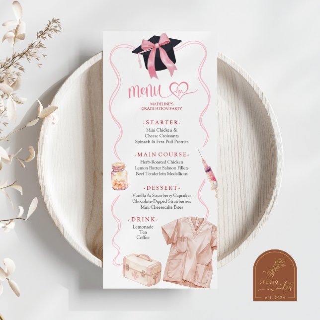 Pink Bow Coquette Nurse Medical Menu (Criador carregado)