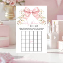Pink Bow Floral Baby in Bloom Shower Game Bingo