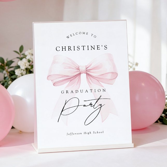 Pink Bow Graduation Sign Poster (Criador carregado)