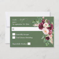 Pink & Burgundy Floral 7 em RSVP de Refeições - Ve