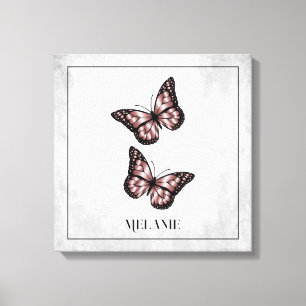 Pink Butterfly Floral Canvas