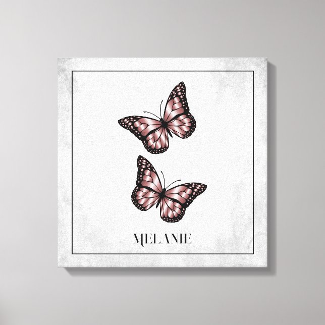 Pink Butterfly Floral Canvas (Frente)