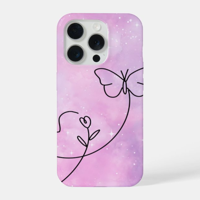 Pink Butterfly Heart Aesthetic Phone Case Design (Verso)